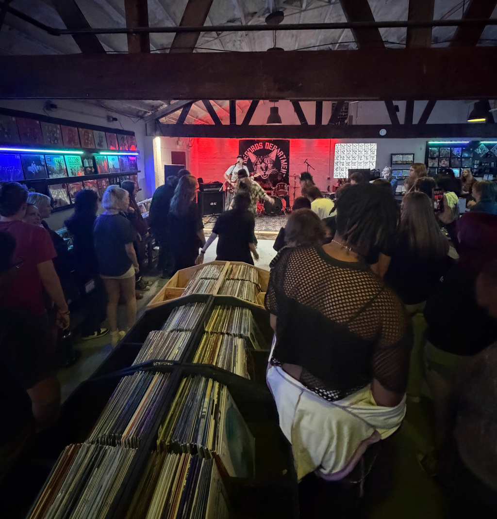 Crowd inside The Records Department Woodstock