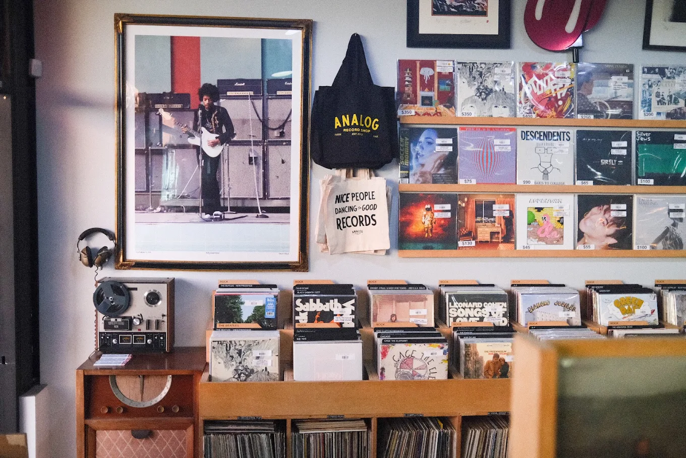 Wall display at Analog Record Shop