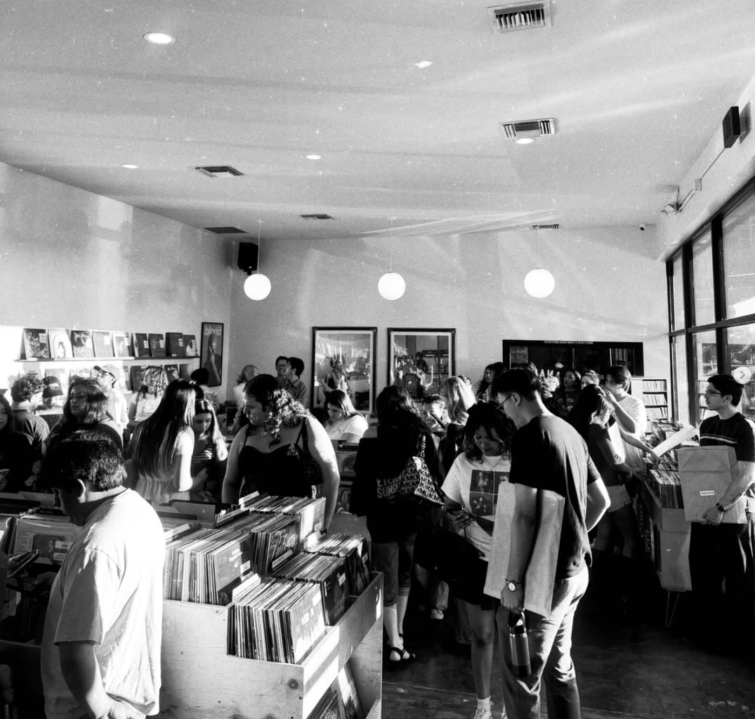 Crowd inside Analog Record Shop