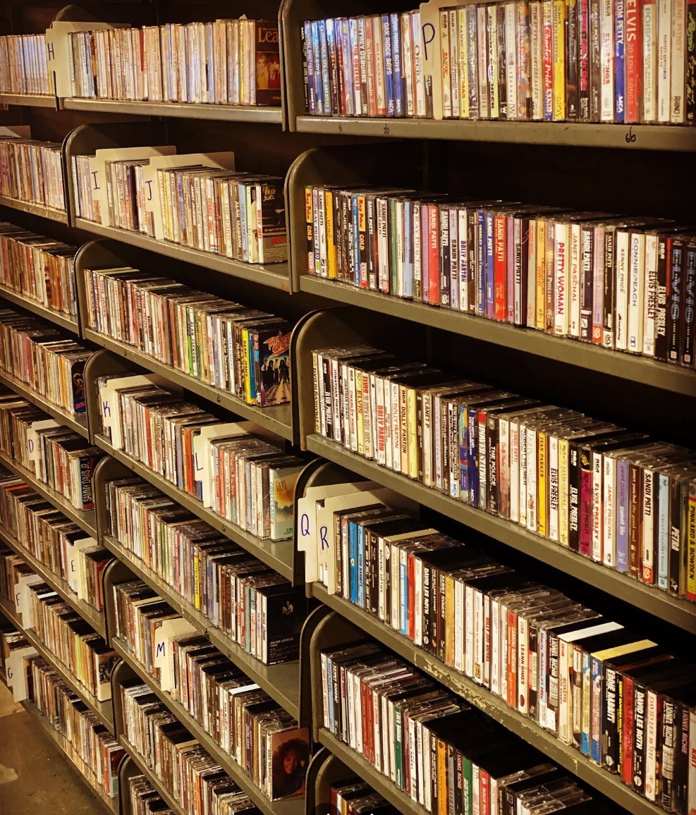 CD shelves at Black Wax Cafe
