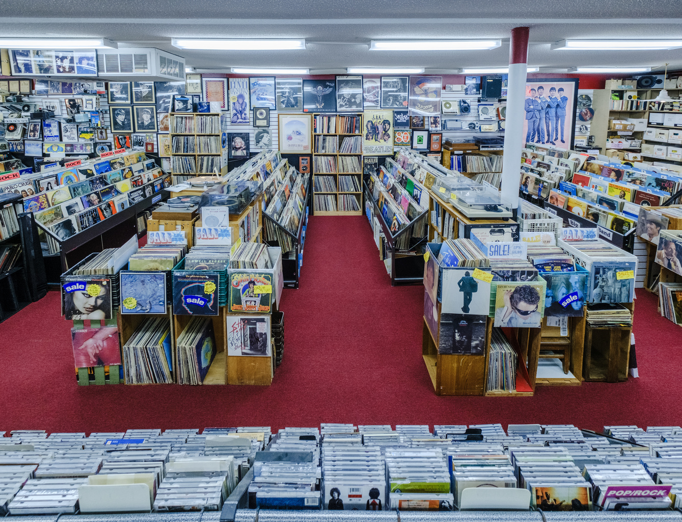 Record aisles at Merles Record Rack