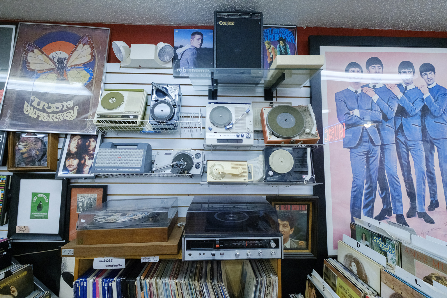 Collectibles and equipment at Merles Record Rack