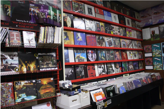 Record bins at Waiting Room Records