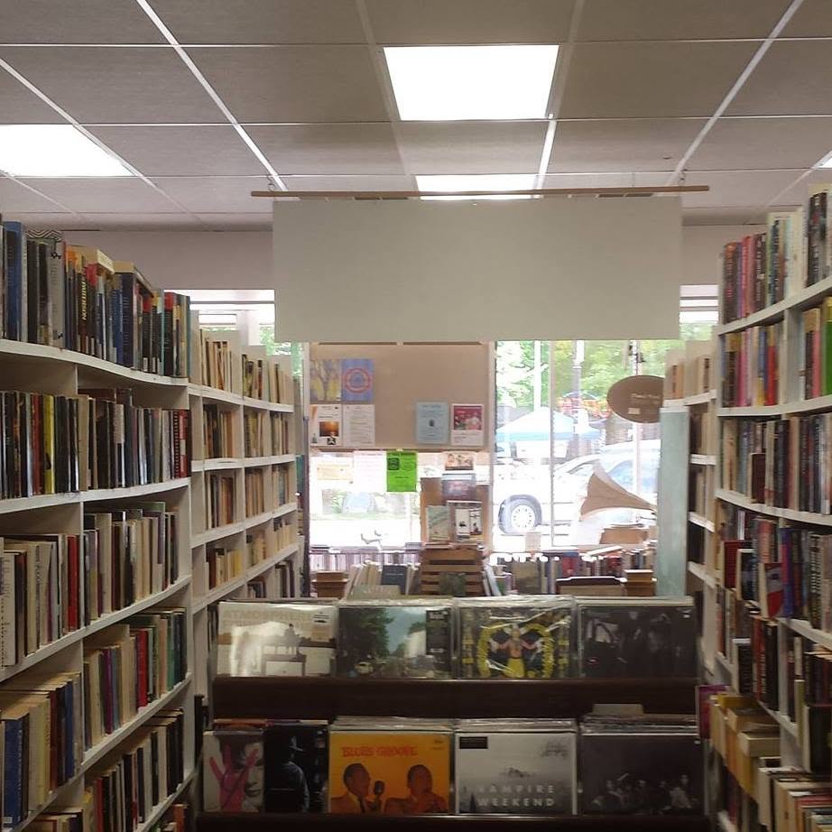 Inside Bookcellar, where used books and records share the space.