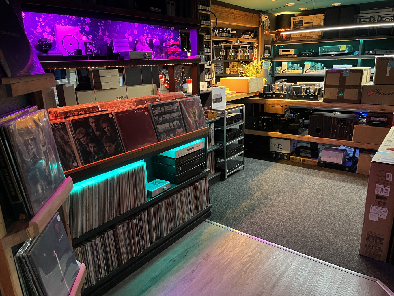 Vinyl and audio gear at Gig Harbor Audio.