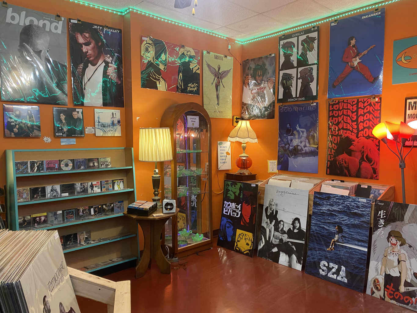 CDs and records inside Crescent Moon