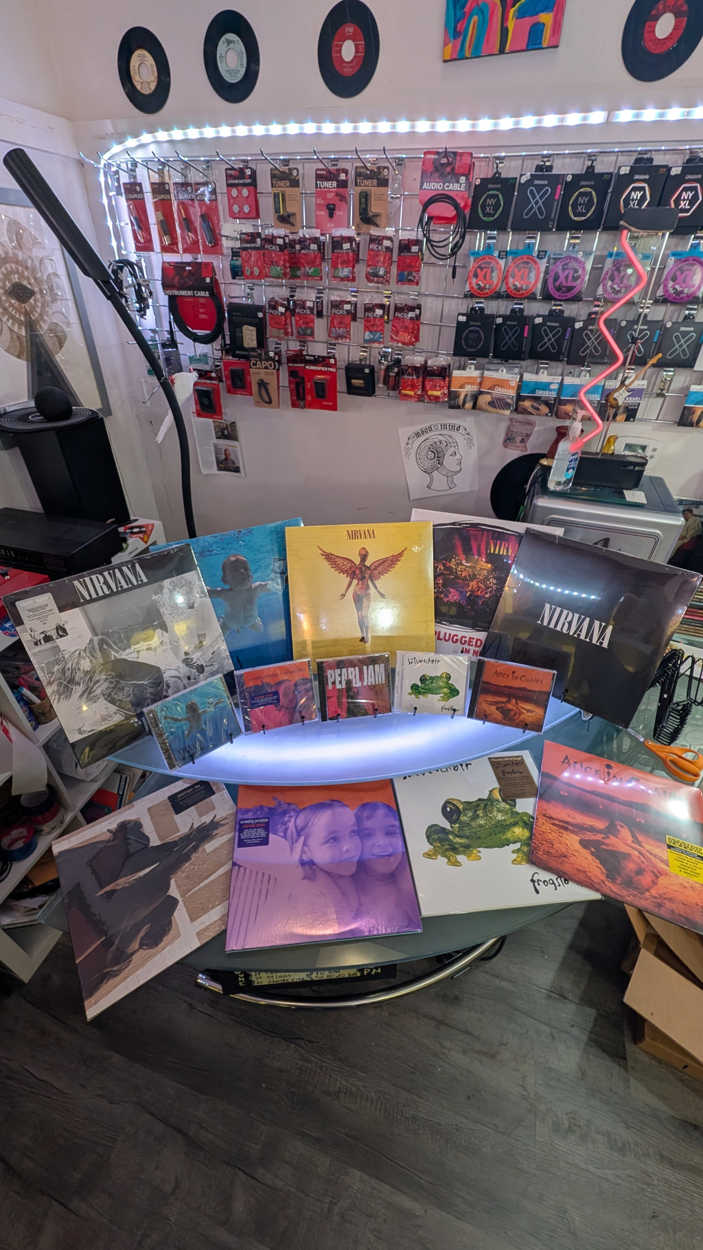 Album display at Rewind Records