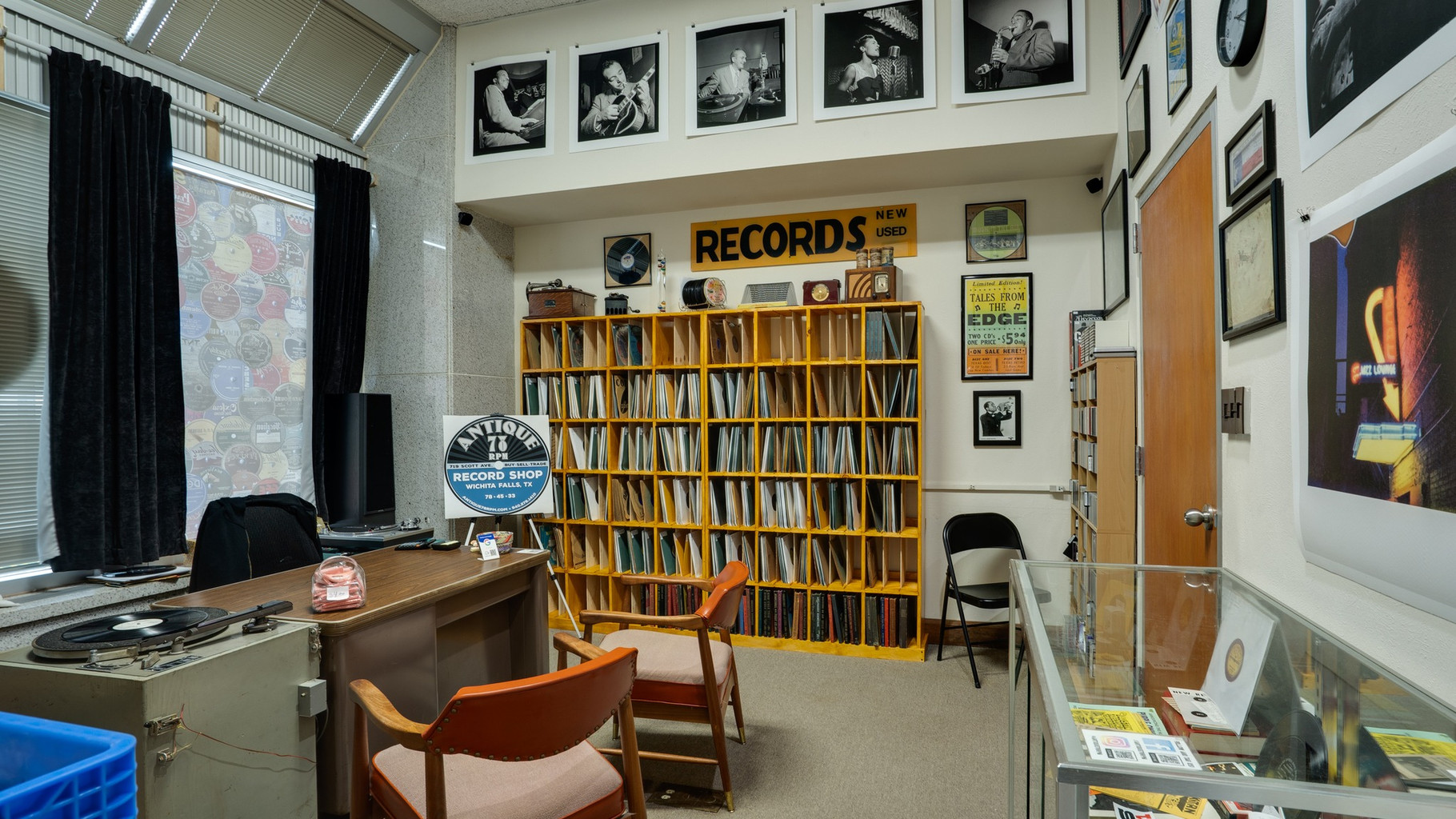 Listening room at Antique 78rpm Record Shop