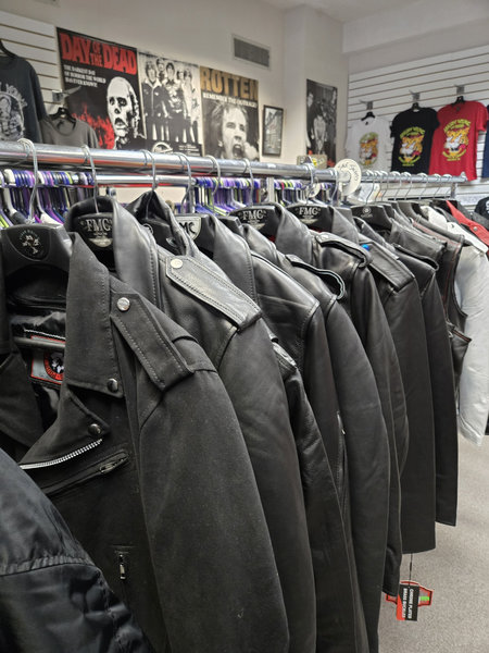 Leather jackets and punk clothing at Angry Young & Poor