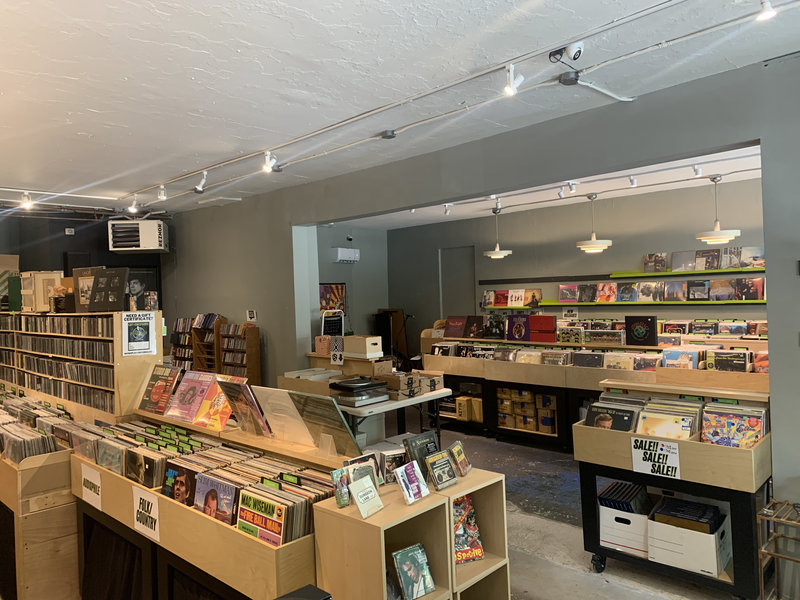 Vinyl rows and CD shelves at Irving Place Records
