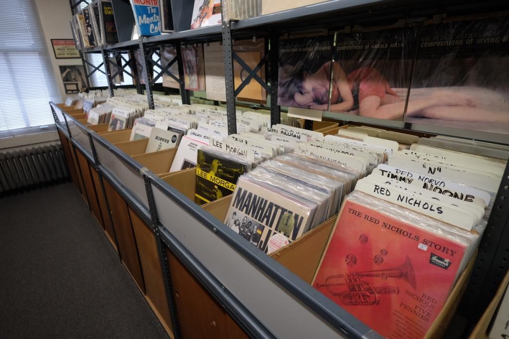Jazz LP bins at Jazz Record Center