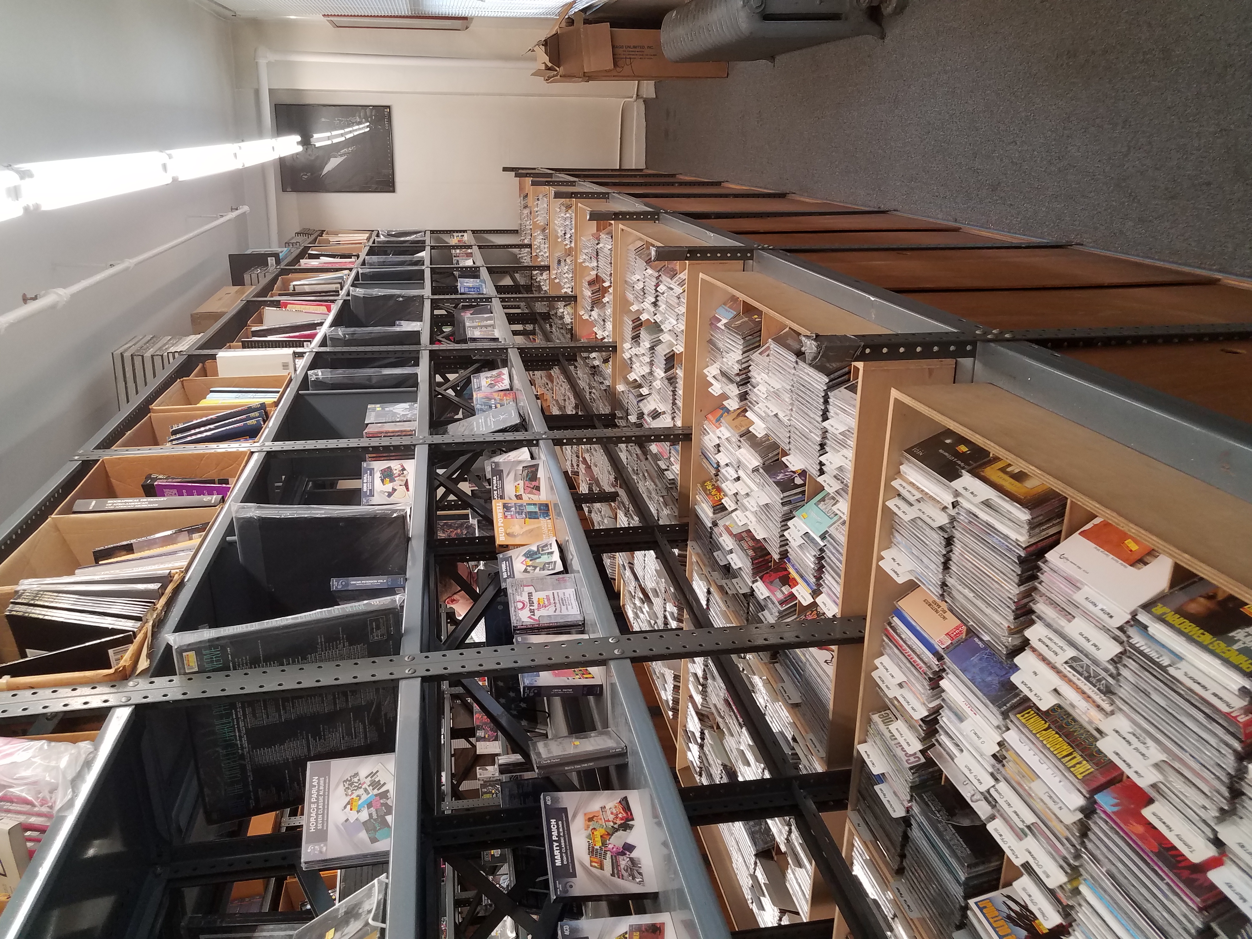 Jazz Record Center shelves and listening bins in Manhattan