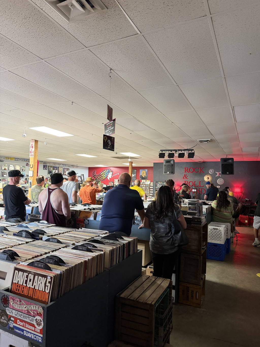 Wide browsing aisles inside Rock N' Roll Land