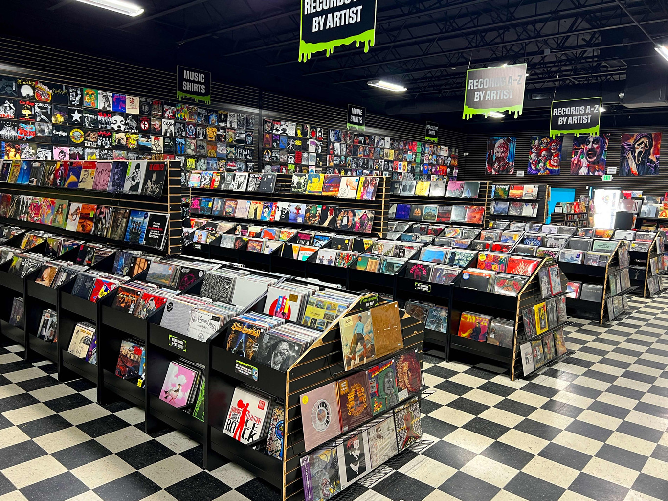 Record bins at Third Eye Music and Video